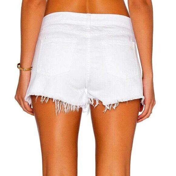 Rag & Bone Marin Bright White Cut-Off Distressed Jeans Shorts White Size 31 - Picture 3 of 10